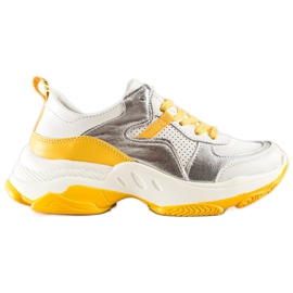 Goodin Baskets en cuir avec empiècements argentés blanche multicolore
