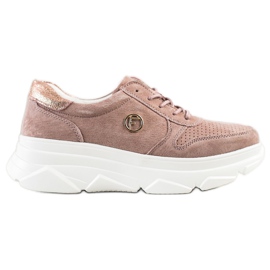 Filippo Baskets en cuir sur la plate-forme brun rose