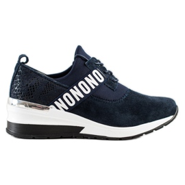 Filippo Baskets compensées en cuir bleu marin