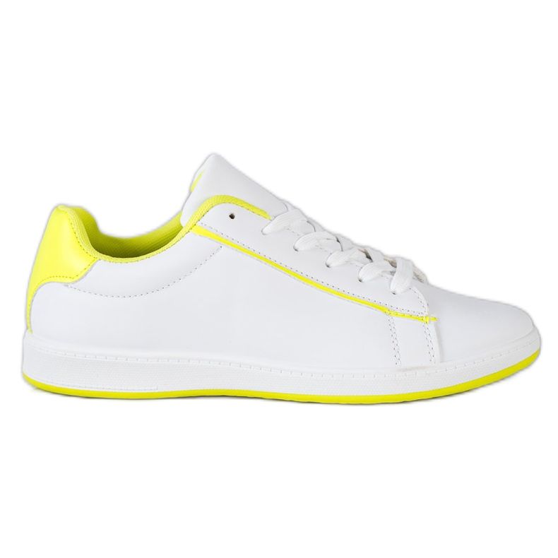SHELOVET Baskets basses avec cuir écologique blanche jaune