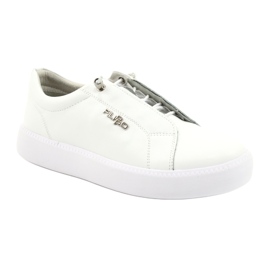 Filippo Baskets en cuir élégantes DP2041/21 WH blanche argent