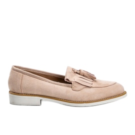 Chaussures en daim beige à franges Lorena