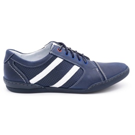 Polbut Chaussures casual homme R3 Perforation Bleu marine avec blanc