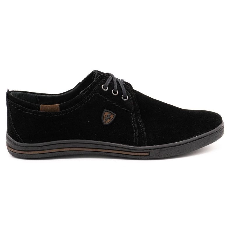 Polbut Chaussures en cuir pour hommes 343 daim noir le noir