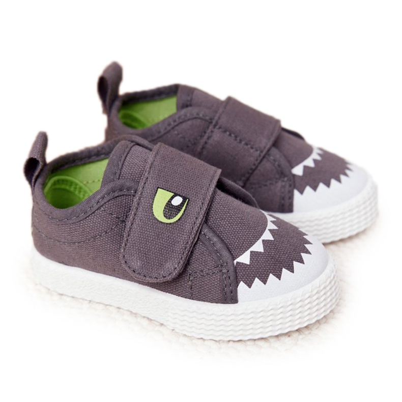Baskets Enfant Avec Velcro Gris Requin