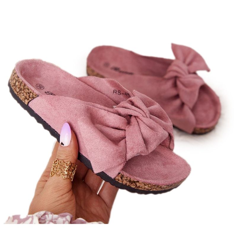 PB2 Chaussons Enfant Sur Liège Rose Poudré Little Wendy