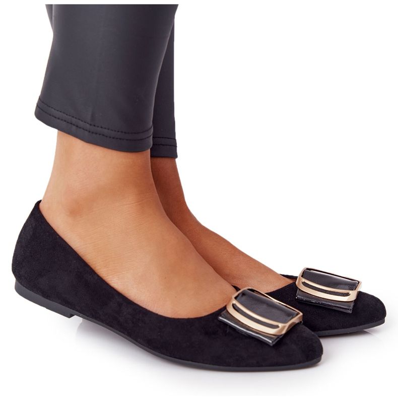 Ballerines En Daim Avec Boucle Sergio Leone BL623 ​​​​Noir le noir