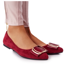Ballerines En Daim Avec Boucle Sergio Leone BL623 ​​​​Bourgogne rouge multicolore