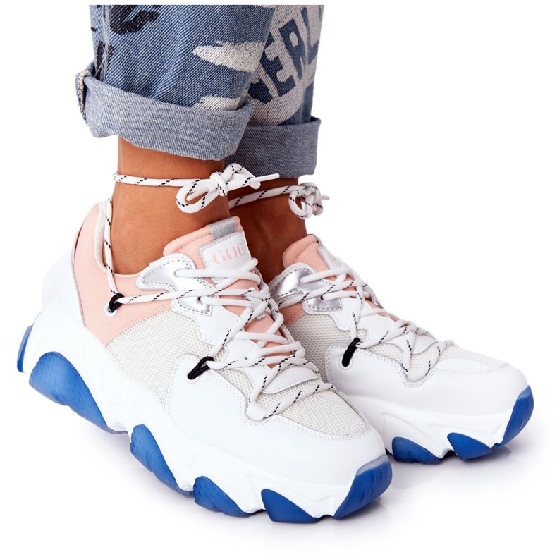 Chaussures de sport à grandes semelles GOE HH2N4034 Blanc-Rose blanche