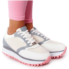 Chaussures de sport en cuir sur la plate-forme GOE HH2N4008 blanc multicolore