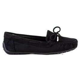 SHELOVET Mocassins confortables en daim le noir