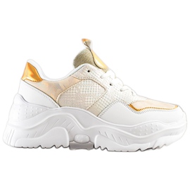 Weide Baskets en cuir écologique à imprimé serpent blanc doré