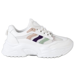 SHELOVET Baskets à rayures colorées blanc