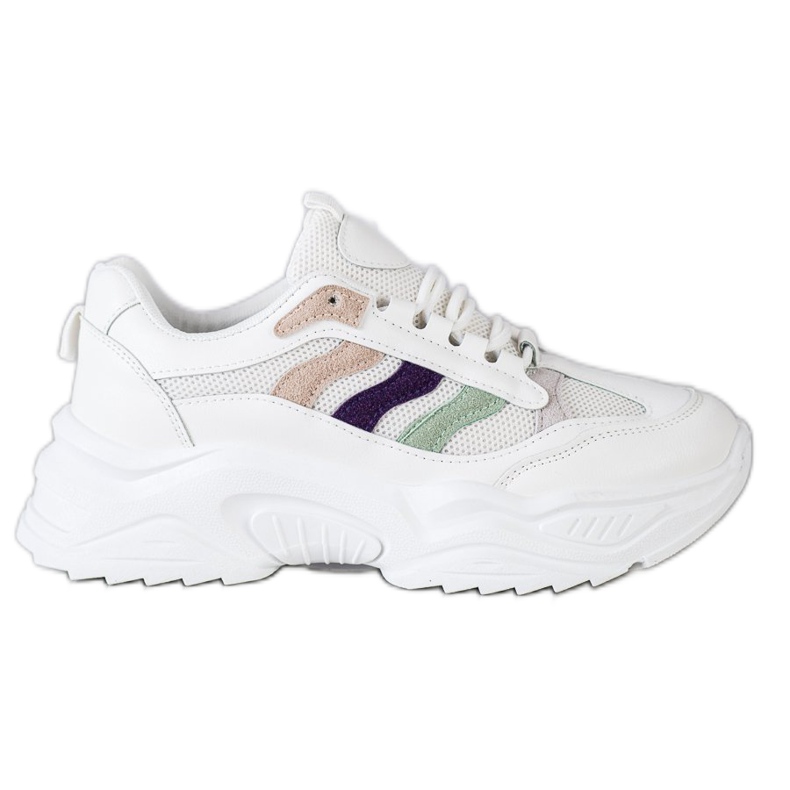 SHELOVET Baskets à rayures colorées blanche