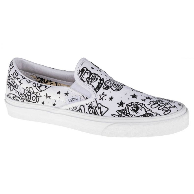 Chaussures Vans Classic Slip-On U VN0A4BV31IU blanche le noir Chaussures Vans Classic Slip-On U VN0A4BV31IU blanche le noir