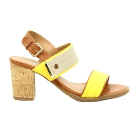 Jezzi Sandales féminines sur le Cork Post jaune 20SD35-1826 beige