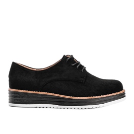 Chaussures en daim noir sur semelle haute Elyssa le noir