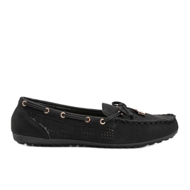 Mocassins noirs en éco-cuir ajouré Esther