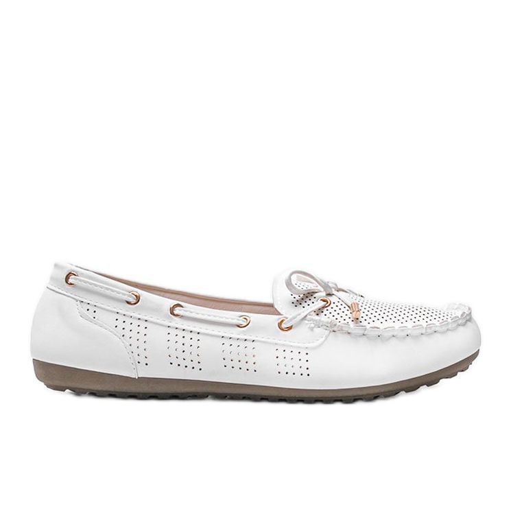 Mocassins blancs en éco-cuir ajouré Esther blanche Mocassins blancs en éco-cuir ajouré Esther blanche