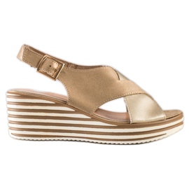 Sandales dorées à talon compensé Sergio Leone