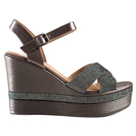 Weide Sandales compensées pailletées multicolore gris Weide Sandales compensées pailletées multicolore gris