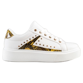 SHELOVET Baskets blanches sur la plate-forme noir jaune