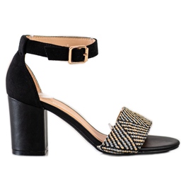 Evento Sandales à talons hauts tressés beige noir