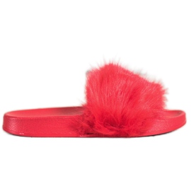 SHELOVET Pantoufles En Caoutchouc Avec Fourrure rouge