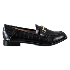 SHELOVET Mocassins élégants avec zircone cubique noir