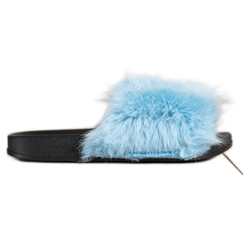 SHELOVET Pantoufles De Fourrure Confortables bleu