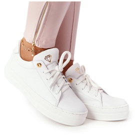 Baskets En Cuir Pour Femmes Sur La Plateforme Blanc Nicole 2645 doré