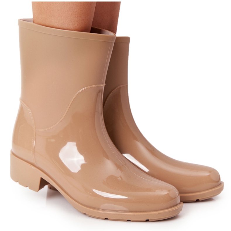 PS1 Shiny Galoches Bottes Jodhpur Beige Rainy Day