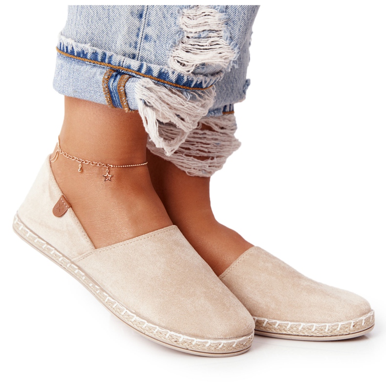 EVE Espadrilles Velours Femme Beige Vulcano