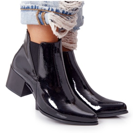 Bottines Laquées À Talons Hauts Sergio Leone BT153 Noir