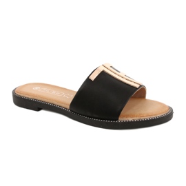 Filippo Chaussons pour femmes à la mode Noir et Or DK2103 le noir