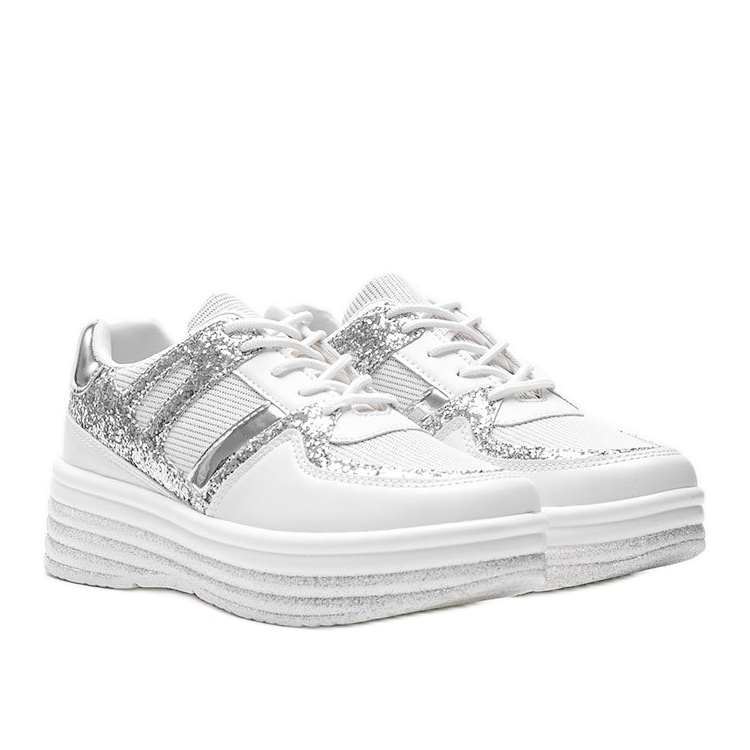 Baskets en brocart blanc sur semelle épaisse Laurel blanche