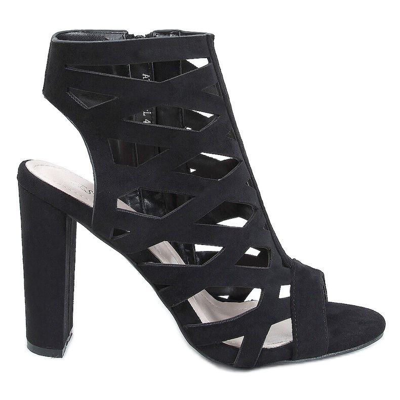 Sandales à talons ajourées noires AT-0666-L Noir le noir