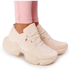 PS1 Baskets Femme Sur Une Semelle Massive Beige Pétillant