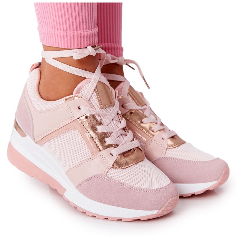 PS1 Baskets Compensées Rose Bye Bye Love d'or