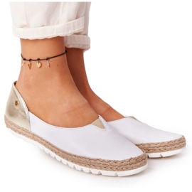 Ballerines en cuir Maciejka 05056-11 blanc et or doré