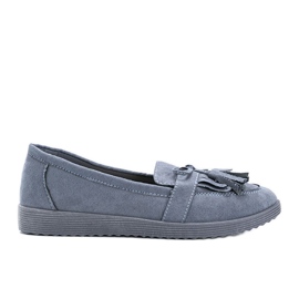 Mocassins graphite à franges Magdalena gris