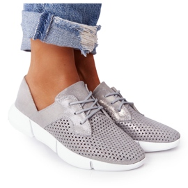 EVE Chaussures de sport en cuir pour femmes Grey Day Trip argent EVE Chaussures de sport en cuir pour femmes Grey Day Trip argent