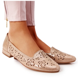 Mocassins ajourés Sergio Leone BL627 Or beige doré