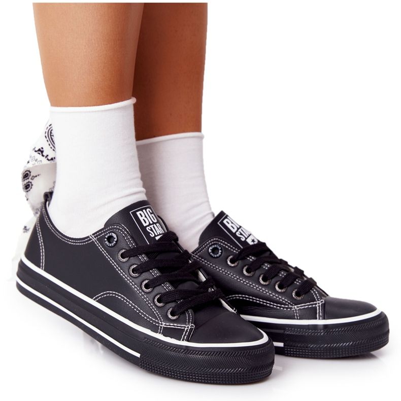 Baskets en cuir pour femmes Big Star HH274145 Noir le noir