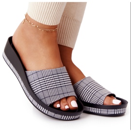 Chaussons Sur Compensée Vinceza 21-17113 Gris Check blanc noir