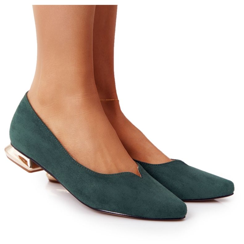Mocassins Verts à Talons Dorés Vinceza 21-10601