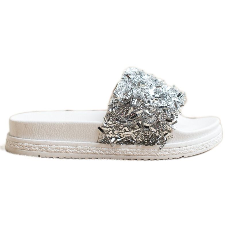 Seastar Pantoufles De Cristal De Mode blanche argent