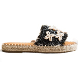 Seastar Espadrilles, Tongs Tressées Avec Coquillages beige noir