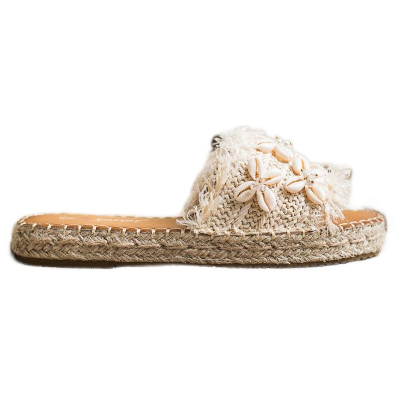 Seastar Espadrilles, Tongs Tressées Avec Coquillages beige