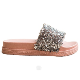 Seastar Pantoufles De Cristal De Mode brun rose argent